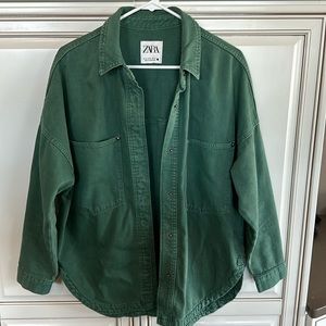 Zara Green Denim Jacket